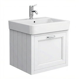 Chatsworth Traditional White 560mm Wall Hung Vanity with Chrome Handle