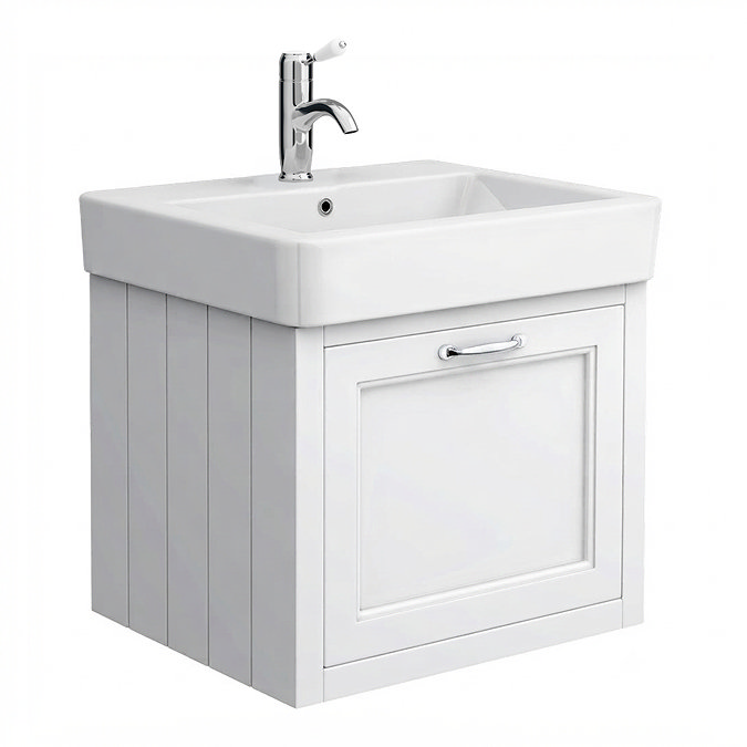 Chatsworth Traditional White 560mm Wall Hung Vanity with Chrome Handle