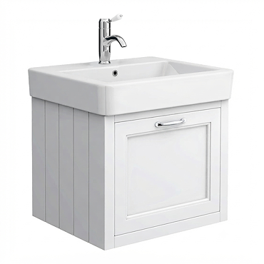 Chatsworth Traditional White 560mm Wall Hung Vanity with Chrome Handle