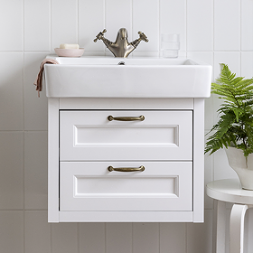 Chatsworth Traditional White 560mm 2 Drawer Wall Hung Vanity