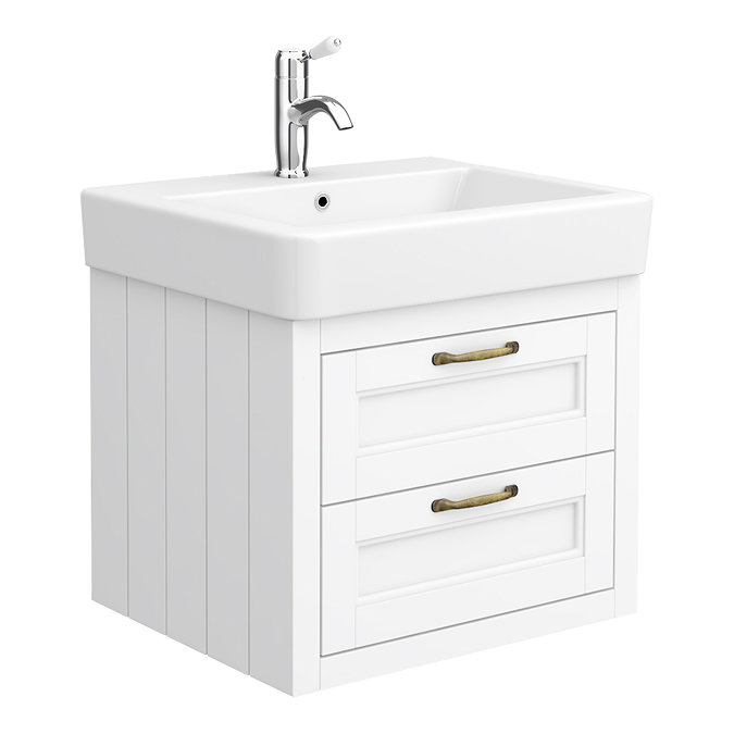 Chatsworth Traditional White 560mm 2 Drawer Wall Hung Vanity Large Image