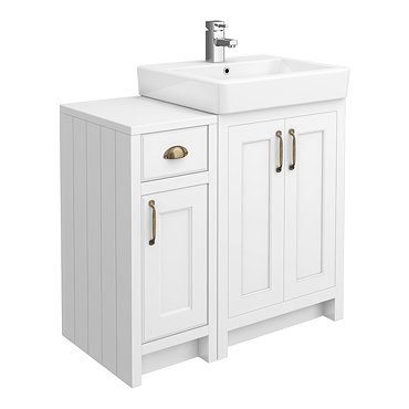 Chatsworth Traditional White 560mm Vanity Sink + 300mm Cupboard Unit