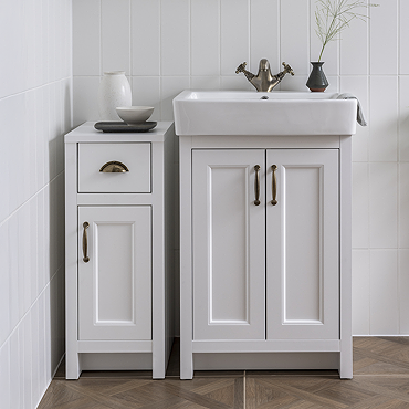 Chatsworth Traditional White 560mm Vanity Sink + 300mm Cupboard Unit