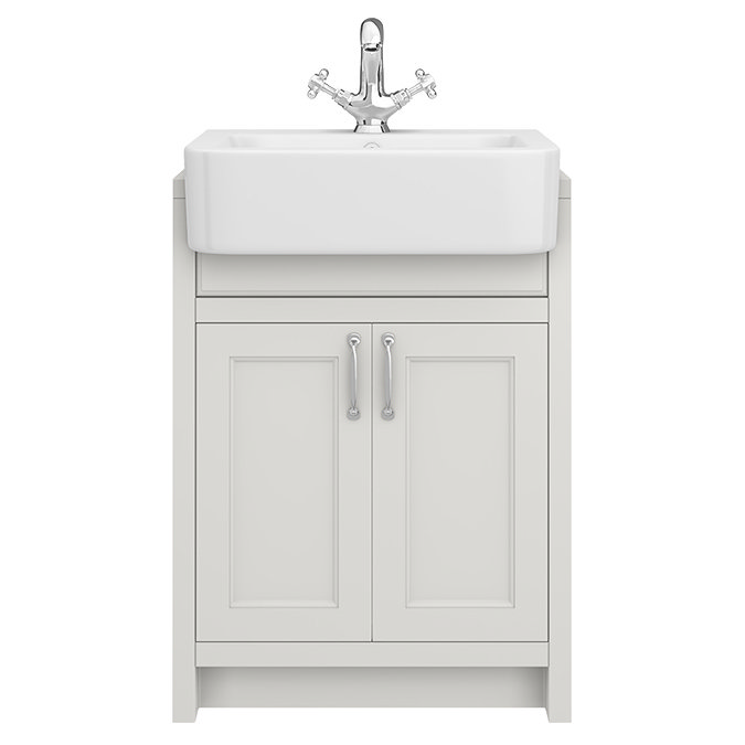 Chatsworth Traditional White 600mm Semi-Recessed Vanity with Chrome Handles