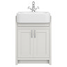 Chatsworth Traditional White 600mm Semi-Recessed Vanity with Chrome Handles