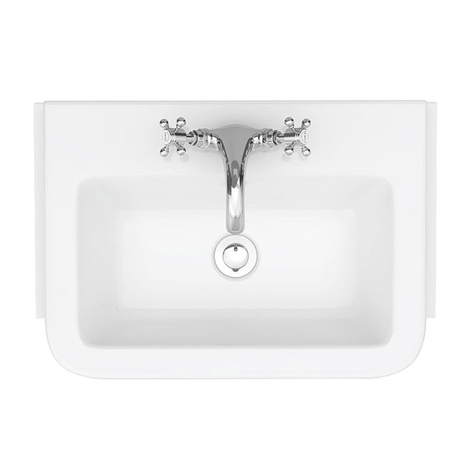 Chatsworth Traditional White 600mm Semi-Recessed Vanity with Chrome Handles