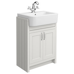 Chatsworth Traditional White 600mm Semi-Recessed Vanity with Chrome Handles