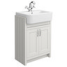 Chatsworth Traditional White 600mm Semi-Recessed Vanity with Chrome Handles