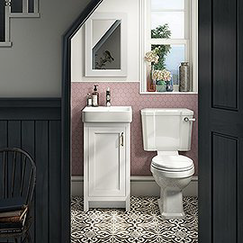 Chatsworth Traditional White Cloakroom Suite (Vanity Unit + Close Coupled Toilet) Medium Image