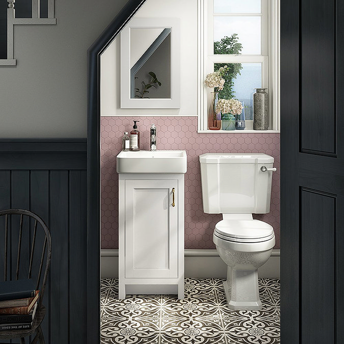 Chatsworth Traditional White Cloakroom Suite (Vanity Unit + Close Coupled Toilet) Large Image