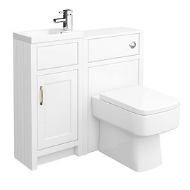 Chatsworth Traditional Cloakroom Vanity Unit Suite - White Large Image