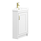 Chatsworth Traditional White Corner Vanity Unit with Brushed Brass Handle
