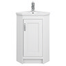 Chatsworth Traditional White Corner Vanity Unit with Chrome Handle