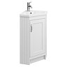 Chatsworth Traditional White Corner Vanity Unit with Chrome Handle