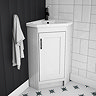 Chatsworth Traditional White Corner Vanity Unit with Matt Black Handle Large Image