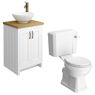 Chatsworth Traditional White Countertop Vanity Unit + Close Coupled Toilet Package