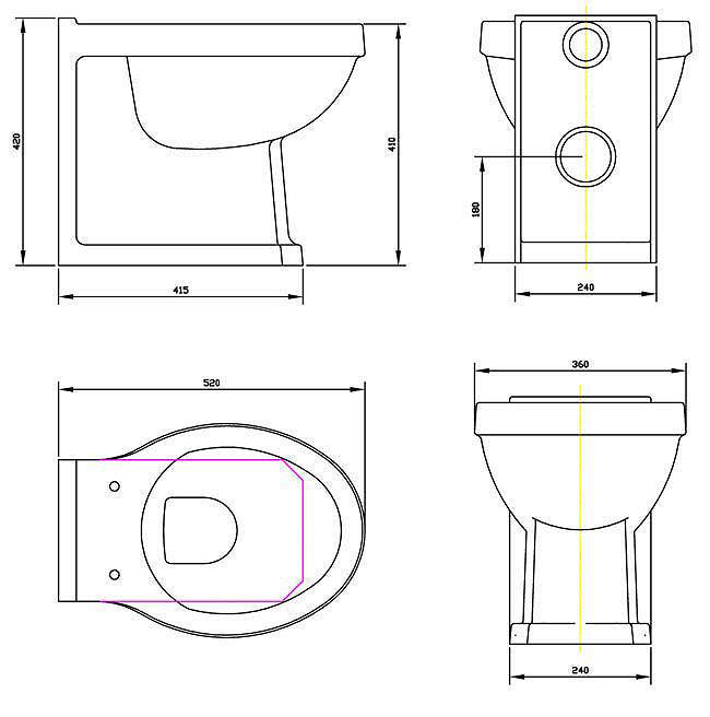 Chatsworth Traditional White Countertop Vanity Unit + Toilet Package