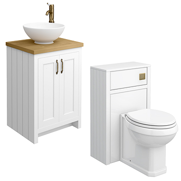 Chatsworth Traditional White Countertop Vanity Unit + Toilet Package