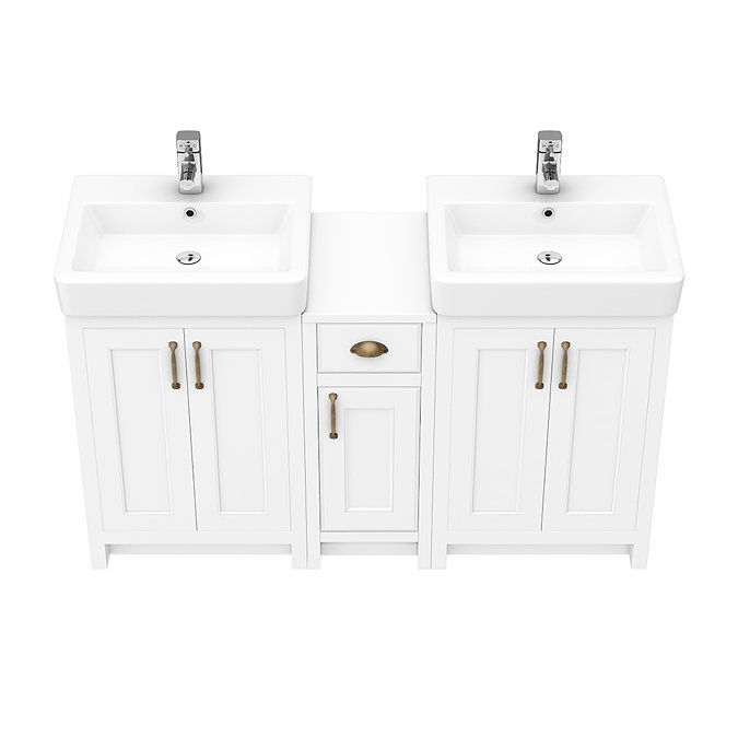 Chatsworth Traditional White Double Basin Vanity + Cupboard Combination Unit  Feature Large Image