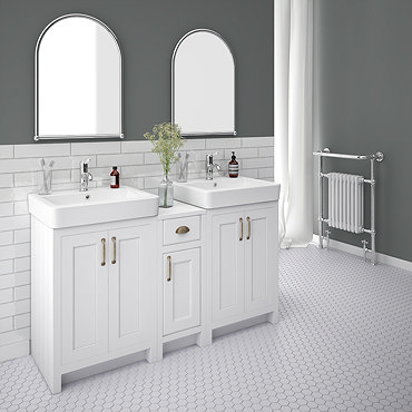 Chatsworth Traditional White Double Basin Vanity + Cupboard Combination Unit  Profile Large Image