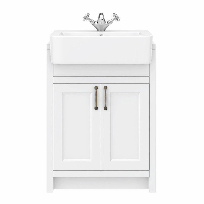 Chatsworth Traditional White Semi-Recessed Vanity - 600mm Wide  In Bathroom Large Image