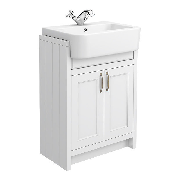 Chatsworth Traditional White Semi-Recessed Vanity - 600mm Wide Large Image