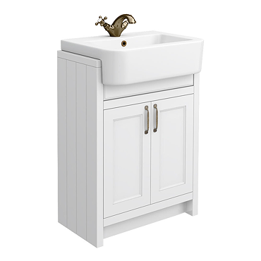 Chatsworth Traditional White Semi-Recessed Vanity - 600mm Wide  Profile Large Image