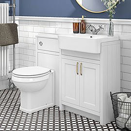 Chatsworth Traditional White Semi-Recessed Vanity Unit + Toilet Package Medium Image