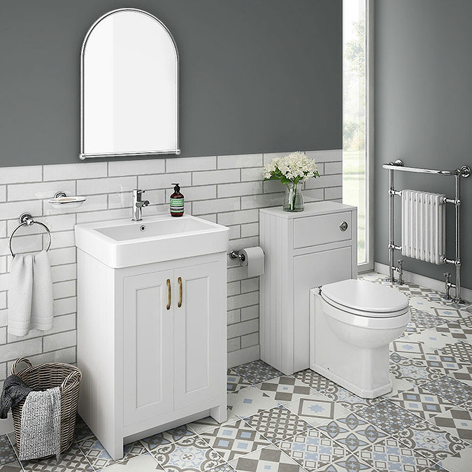 Chatsworth Traditional White Sink Vanity Unit + Toilet Package Large Image