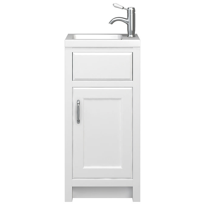 Chatsworth Traditional White Small Vanity - 400mm Wide with Chrome Handle