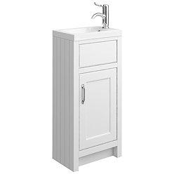 Chatsworth Traditional White Small Vanity - 400mm Wide with Chrome Handle