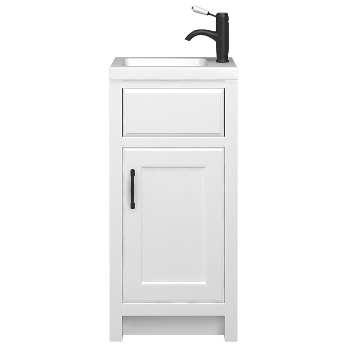 Chatsworth Traditional White Small Vanity - 400mm Wide with Matt Black Handle