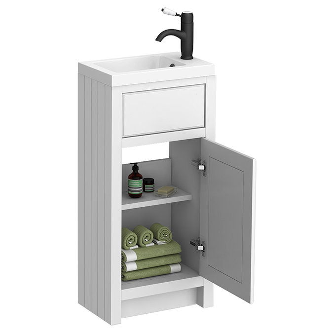 Chatsworth Traditional White Small Vanity - 400mm Wide with Matt Black Handle