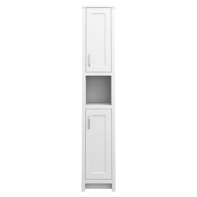 Chatsworth Traditional White Tall Cabinet with Chrome Handles