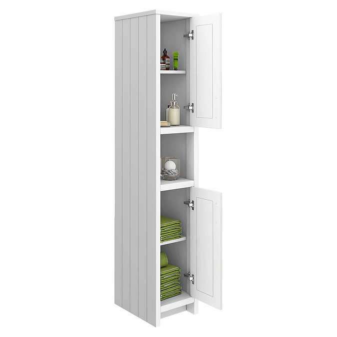 Chatsworth Traditional White Tall Cabinet with Chrome Handles