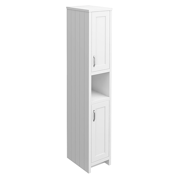 Chatsworth Traditional White Tall Cabinet with Chrome Handles