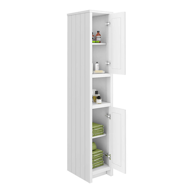 Chatsworth Traditional White Tall Cabinet with Matt Black Handles  Profile Large Image