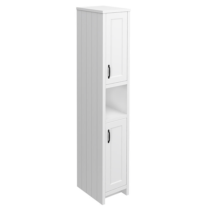 Chatsworth Traditional White Tall Cabinet with Matt Black Handles Large Image