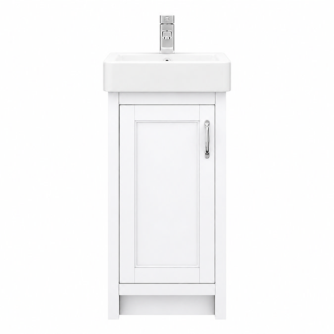 Chatsworth Traditional White Vanity - 425mm Wide with Chrome Handle