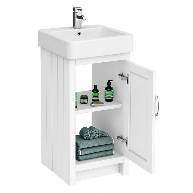 Chatsworth Traditional White Vanity - 425mm Wide with Chrome Handle