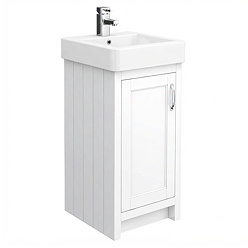 Chatsworth Traditional White Vanity - 425mm Wide with Chrome Handle