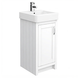 Chatsworth Traditional White Vanity - 425mm Wide with Chrome Handle