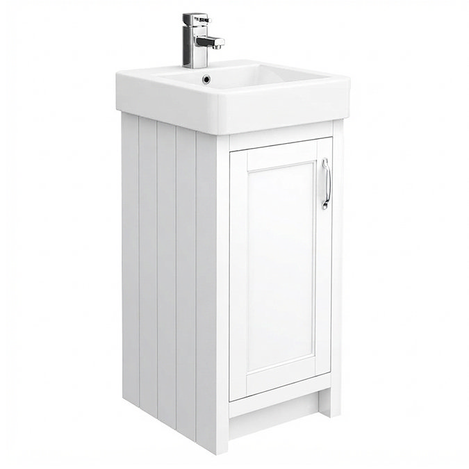 Chatsworth Traditional White Vanity - 425mm Wide with Chrome Handle