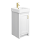 Chatsworth Traditional White Vanity - 425mm Wide with Brushed Brass Handle