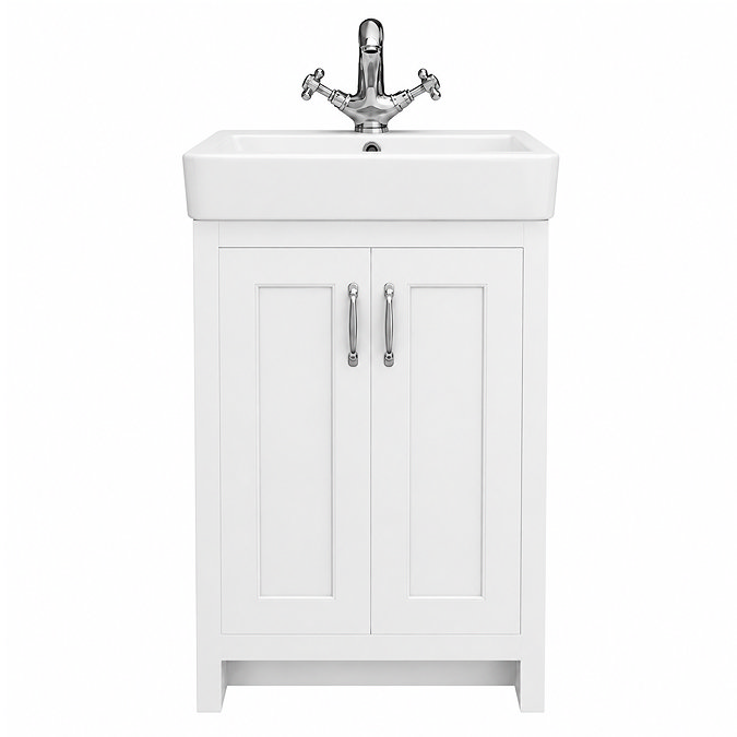 Chatsworth Traditional White Vanity - 560mm Wide with Chrome Handles