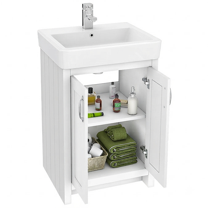 Chatsworth Traditional White Vanity - 560mm Wide with Chrome Handles