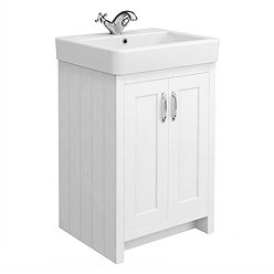 Chatsworth Traditional White Vanity - 560mm Wide with Chrome Handles