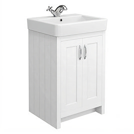 Chatsworth Traditional White Vanity - 560mm Wide with Chrome Handles