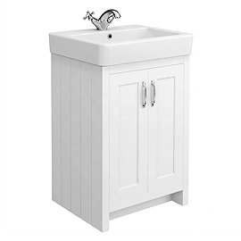 Chatsworth Traditional White Vanity - 560mm Wide with Chrome Handles