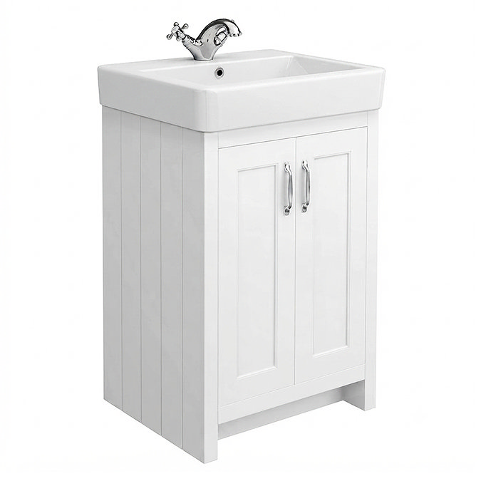 Chatsworth Traditional White Vanity - 560mm Wide with Chrome Handles